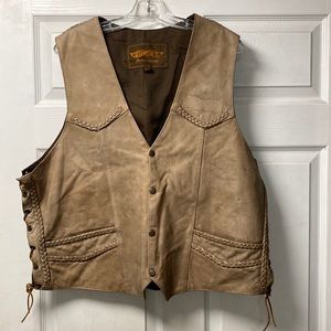 Men’s UNIK Leather Leather Apparels Light Tan Leather Vest, XXL